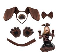 TUONYIS 5 PCS Dachshund Costume Set,Puppy Dog Costume,Dog Ears Headband and Dog Tail Animal Costume,Dog Fancy Dress Animal Costume Accessories for Halloween Cosplay Party (5 PCS)