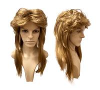 TUONYIS Blonde Mullet Mens Wig, Synthetic Men's Rocker Wig for Adults, Light Brown