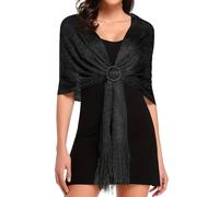 TUONYIS Sparkling Metallic Shawls and Wraps with Buckle Womens Evening Wrap Stole Shawl Shawls for Women Black Shawl Evening Wraps and Shawls For Wedding, Parties, Bridesmaid(black)