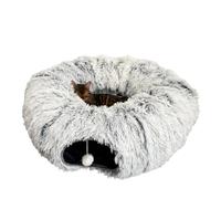 Tuopavl Plush Pet Tunnel Bed,Cat Bed for Indoor Cats,Soft Cat & Dog Playhouse with Interactive Toys, Multifunctional Cat Playground Toys Hideplace for Cats, Kittens, Rabbit, Ferret (Grey)