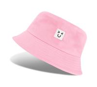 Tuopuda Bucket Hat Unisex Cotton Fisherman Sun Hats for Women Men One Size Summer Beach Fishing Bucket Hat UV Protection 56-58cm, Pink-01
