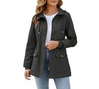 Tuopuda Women's Jacket Cotton Outdoor Ladies Lightweight Jackets Casual Summer Windproof Full Zip Long Utility Military Jackets with Pocket, Grey, M
