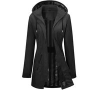 Tuopuda Womens Long Raincoat Waterproof Jackets Lightweight Softshell Hooded Long Jacket Windbreaker Ladies Functional Outdoor Jacket for Walking Camping Hiking Cycling(Black,M)
