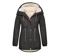 Tuopuda Womens Plus Size Parka Winter Coats Thick Fleece Lined Coat Thermal Cotton Parka Jackets Warm Hooded Zip Up Windproof Overcoat Outerwear(Dark Grey,XXL)