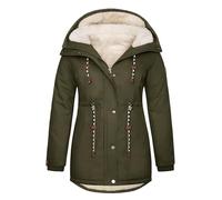 Tuopuda Womens Plus Size Parka Winter Coats Thick Fleece Lined Coat Thermal Cotton Parka Jackets Warm Hooded Zip Up Windproof Overcoat Outerwear(Green,XL)