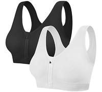Tuopuda Women's Sports Bra - Zip Front, Comfy Post Surgery, High Impact Wireless, Running Bra, Cross Back Support, Removable Pads, Yoga Bra for Workout Fitness