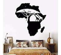TUOQIANNAN Africa Map Safari Wall Sticker, Black Vinyl, 42x45cm, Indoor Use, Long-lasting, Adventurous Style, Animal Theme