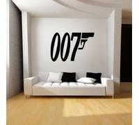 TUOQIANNAN Removable wall sticker, 007 Bond gun logo suitable for living room bedroom office decoration, black vinyl wall sticker 60 x 40 cm
