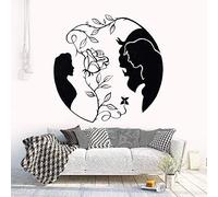 TUOQIANNAN Removable wall sticker - Beauty and the Beast rose flower pattern, suitable for wall decoration in living room, bedroom and other places, black vinyl wall sticker 42X41 cm