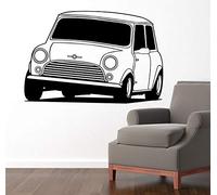 TUOQIANNAN Removable wall sticker - Classic Mini Cooper car design for bedroom, living room or garage decoration - Black vinyl wall sticker 68x48 cm