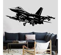TUOQIANNAN Removable wall sticker - Domineering fighter jet suitable for living room decoration black vinyl wall sticker 57x23cm