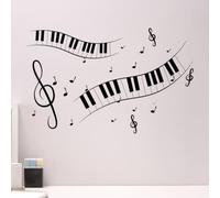 TUOQIANNAN Removable wall sticker piano keys and musical notes wall sticker for music classroom, home studio and office decoration, black vinyl wall sticker 50x100cm