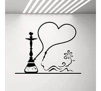 TUOQIANNAN Removable Wall Sticker - Shisha Hookah Heart Wall Decal for Cafes, Bars and Restaurants, Black Vinyl Wall Sticker 42X33Cm