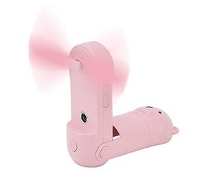 TUORE Battery Operated Fan , Foldable Handheld Mini Fan Mist Spray with Water Bottle for Traveling (bear pink)