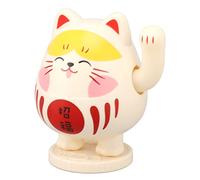TUORE Solar Lucky Cat, Plastic Energy Efficient Waving Fortune Cat Environmentally Friendly Decorative Ornament for Cafe for Car (Yellowish Pink)
