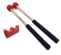 TUOREN 1 Pair Tongue Drum Mallets with Bracket Handpan Drum Sticks Rubber Mallet Percussion Instrument Accessory (Red)