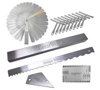 TUOREN 14pcs Guitar Luthier Tools Set Guitar Radius Gauge Unilateral Neck Straight Edge String Action Gauge Ruler Feeler Gauge Fret Rocker Fret Leveling Beam Set Up Tool for Guitar Fretboard and Frets