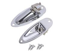 TUOREN 2Pcs Guitar Input Jack Socket Plate 1/4 Inch Output Loaded Parts Silver Guitar Jack Plate with Screws Nut Compatible with Fender Stratocaster Strat Electric Guitar Replacement Parts