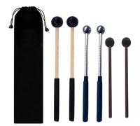 TUOREN 3 Pair Steel Tongue Drum Mallets with Storage Bag, 2 Pair Rubber Head Maple Glockenspiel Sticks, 1 Pair Steel Head Metal Percussion Sticks Hammer for Xylophone Chime Woodblock and Bells
