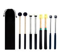 TUOREN 4 Pair Steel Tongue Drum Mallets with Storage Bag, 2 Pair Rubber Head Wood Glockenspiel Sticks, 1 Pair Steel Head and 1 Pair Felt Head Metal Percussion Sticks Hammer for Bell Xylophone Chime