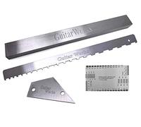 TUOREN 4 Pieces Guitar Luthier Tools Set Unilateral Notched Guitar Neck Straight Edge String Action Gauge Ruler Fret Rocker Fret Leveling Beam Set Up Tool for Guitar Fretboard and Frets