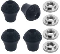 TUOREN 4Pcs Bass Drum Threaded Rubber Feet 33x37mm Floor Tom Leg Tips Rubber Feet with Lock Nut Fits for Most Bass Drum Spurs Legs