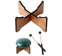 TUOREN Ethereal Drum Stand With 1 Pair Mallets, Wooden Tongue Stand Folding Portable Bracket for 10 Inches Steel Tongue and Handpan Drums