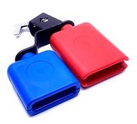 TUOREN Jam Block Musical Percussion Instrument Plastic Latin Drum Instrument Dual Mounted Bell (Red-Blue)