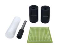 TUOREN Open Hole Flute Pad Punch Tool Set Include 2 Pcs Plastic Bottom Mold in 17.5mm to 18mm, 18mm to 18.5mm, 1Pcs Stainless Steel Round Hole Punch Tool, 1Pcs Bottom Pad
