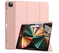 Tuosake iPad Pro 12.9 Case 2021/2022 5th/6th Generation with Pencil Holder,Slim Lightweight Trifold Stand Case【Pencil Charging+Auto Sleep/Wake】 Soft TPU Back Cover for iPad Pro 12.9 inch-Rose Gold