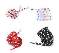 Tuoservo 4 Pair 4 Colors Shoelaces Love Heart Shoelaces Flat Laces Kids Couple Canvas AShoe Sneakers All-match Shoes Teenagers Sport Shoelace, Multicolor, One Size