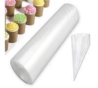 Tuoservo 50 Pcs Thickened 12" Inch Disposable Pastry Icing Piping Bags on a Roll for Cake Decoration and Cupcakes Dessert Cookies Baking