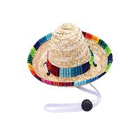 Tuoservo Funny Dog Sombrero Hat Adjustable Chihuahua Cosplay Cap Mexican Party Costume Clothing Decoration for Pet Dogs Birthday Christmas Halloween