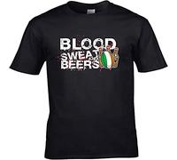 tuoshan Ireland Rugby Supporter T Shirt Blood, Sweat and Beers2 Large Black