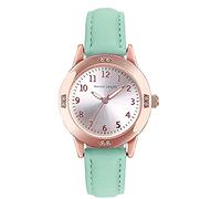 TUOTISI Women's Leather Band Quartz Movement Waterproof Business Classic Analog Watch with Genuine Leather Stainless Steel Band Elegant Ladies Watch, Green, Quartz Movement