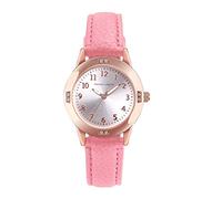 TUOTISI Women's Leather Band Quartz Movement Waterproof Business Classic Analog Watch with Genuine Leather Stainless Steel Band Elegant Ladies Watch, Pink, Quartz Movement