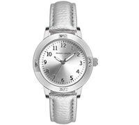 TUOTISI Women's Leather Band Quartz Movement Waterproof Business Classic Analog Watch with Genuine Leather Stainless Steel Band Elegant Ladies Watch, Silver, Quartz Movement