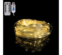 TuoTu USB Fairy Lights 16FT 50 LED USB Plug with Remote and Timer 8 Modes Outdoor Waterproof Twinkle String Light Lights DIY Party Wedding Christmas Decoration (Warm White, 5M-50LED)