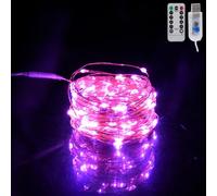TuoTu USB Fairy Lights 33FT 100 LED USB Plug with Remote and Timer 8 Modes Outdoor Waterproof Starry Lights DIY Party Wedding Christmas Decoration (1, Pink)