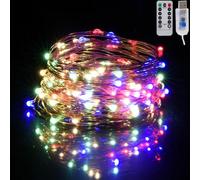TuoTu USB Fairy Lights 33FT 100 LED USB Plug with Remote and Timer 8 Modes Outdoor Waterproof Starry Lights DIY Party Wedding Christmas Decoration (1, Multi-Colored)