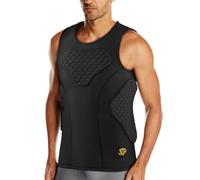 TUOY Padded Compression Shirt for Men Football Rib Protector Shirt Sleeveless Vest for Football Baseball Softball Rugby Rib Heart Sternum Guard