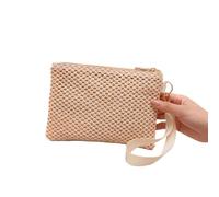 TUOYDJA Straw Clutch Bag,Women's Clutches 2Pcs Women Clutch Bags Handmade Backpack Fashion Ladies Wristlet Girl Straw Bag Woven Coin Purse Beach Wallet Wrist Strap(Beige)