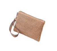 TUOYDJA Straw Clutch Bag,Women's Clutches 2Pcs Women Clutch Bags Handmade Backpack Fashion Ladies Wristlet Girl Straw Bag Woven Coin Purse Beach Wallet Wrist Strap(Brown2)