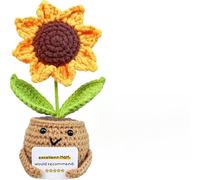 TuoYi Gift for Mom,Handmade Crochet Sunflower Inspirational Gift,Cute and Warm Text Decorative Potted Plant Positive for Mum Birthday Mother's Day