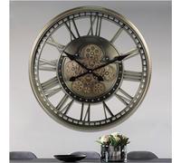 TUOYIBO 21 Inch Large Wall Clock with Real Moving Gears, Battery Operated Modern Metal Decorative Wall Clock, Oversize Industrial Steampunk Wall Clock for Living Room Decor,Bronze