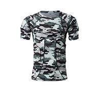 TUOYR Body Safe Guard Padded Compression Sports Short Sleeve Protective T-Shirt Shoulder Rib Chest Protector Camo Suit for Football Basketball Paintball Rugby Parkour Extreme