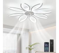 TuoyuanW Alexa Modern Ceiling Fan Light DC Reversible 6 Speed Ceiling Fans with Lights Silent Timer Living Room Ceiling Light Fan Memory Dimmable Led Fan Light Ceiling, White, Remote + APP