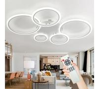 TuoyuanW Ring Ceiling Light with Remote Control App White Black Modern Smart Ceiling Lamp Dimmable Memory Function Tri-Colour Ceiling Fixture Bedroom Living Room Kitchen Chandelier