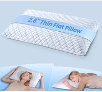 Tuozaiira Thin Pillow for Sleeping, Cooling Flat Pillow for Stomach and Back Sleepers, Ultra Slim Stomach Sleeping Pillows for Shoulder Neck Pain Relief, Low Profile Memory Foam Pillows 2.36-inches