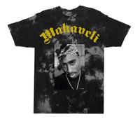 Tupac T-Shirt, 2 Pac Makaveli Logo Official Unisex Acid Wash Grey Size L